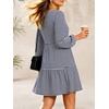 image:imageANRABESS Womens Fall Long Sleeve Square Neck Short DressNavy White Stripe