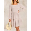image:imageANRABESS Womens Fall Long Sleeve Square Neck Short DressPink Stripe