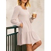 image:imageANRABESS Womens Fall Long Sleeve Square Neck Short DressPink Stripe