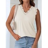image:imageANRABESS Womens Lace Trim Tank Tops V Neck Sleeveless Shirts Summer CasualBeige