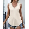 image:imageANRABESS Womens Lace Trim Tank Tops V Neck Sleeveless Shirts Summer CasualBeige