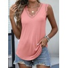 image:imageANRABESS Womens Lace Trim Tank Tops V Neck Sleeveless Shirts Summer CasualCoral Pink