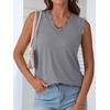 image:imageANRABESS Womens Lace Trim Tank Tops V Neck Sleeveless Shirts Summer CasualGrey