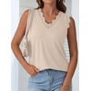 image:imageANRABESS Womens Lace Trim Tank Tops V Neck Sleeveless Shirts Summer CasualKhaki