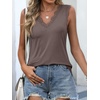 image:imageANRABESS Womens Lace Trim Tank Tops V Neck Sleeveless Shirts Summer CasualLight Brown