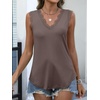 image:imageANRABESS Womens Lace Trim Tank Tops V Neck Sleeveless Shirts Summer CasualLight Brown