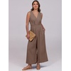 image:imageANRABESS Womens Linen Sleeveless Wrap JumpsuitsBrown