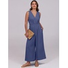 image:imageANRABESS Womens Linen Sleeveless Wrap JumpsuitsDark Blue