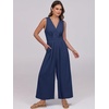 image:imageANRABESS Womens Linen Sleeveless Wrap JumpsuitsNavy Blue