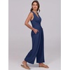 image:imageANRABESS Womens Linen Sleeveless Wrap JumpsuitsNavy Blue