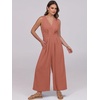 image:imageANRABESS Womens Linen Sleeveless Wrap JumpsuitsRust