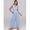 image:imageANRABESS Womens Linen Sleeveless Wrap JumpsuitsSky