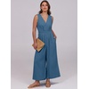 image:imageANRABESS Womens Linen Sleeveless Wrap JumpsuitsTeal