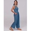 image:imageANRABESS Womens Linen Sleeveless Wrap JumpsuitsTeal