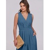 image:imageANRABESS Womens Linen Sleeveless Wrap JumpsuitsTeal