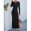 image:imageANRABESS Womens Long Sleeve Bodycon Maxi DressBlack