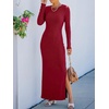 image:imageANRABESS Womens Long Sleeve Bodycon Maxi DressDark Red