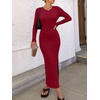 image:imageANRABESS Womens Long Sleeve Bodycon Maxi DressDark Red