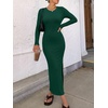 image:imageANRABESS Womens Long Sleeve Bodycon Maxi DressDeep Green