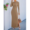 image:imageANRABESS Womens Long Sleeve Bodycon Maxi DressLight Brown