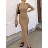 image:imageANRABESS Womens Long Sleeve Bodycon Maxi DressLight Brown