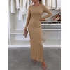 image:imageANRABESS Womens Long Sleeve Bodycon Maxi DressLight Brown