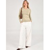 image:imageANRABESS Womens Long Sleeve Lightweight Slim Fitted Sweaters TopAlmond