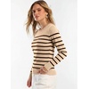 image:imageANRABESS Womens Long Sleeve Lightweight Slim Fitted Sweaters TopBeige Black Stripe