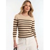 image:imageANRABESS Womens Long Sleeve Lightweight Slim Fitted Sweaters TopBeige Black Stripe