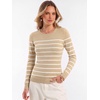 image:imageANRABESS Womens Long Sleeve Lightweight Slim Fitted Sweaters TopBeige White Stripe