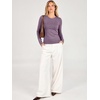 image:imageANRABESS Womens Long Sleeve Lightweight Slim Fitted Sweaters TopGrey Purple