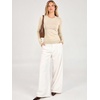 image:imageANRABESS Womens Long Sleeve Lightweight Slim Fitted Sweaters TopParchment