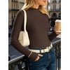 image:imageANRABESS Womens Long Sleeve Thermal Shirts Mock Neck TopsBrown