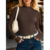 image:imageANRABESS Womens Long Sleeve Thermal Shirts Mock Neck TopsBrown