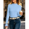 image:imageANRABESS Womens Long Sleeve Thermal Shirts Mock Neck TopsLight Blue