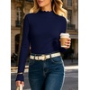 image:imageANRABESS Womens Long Sleeve Thermal Shirts Mock Neck TopsNavy Blue
