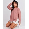 image:imageANRABESS Womens Oversized Crewneck Tunic SweatshirtDark Pink