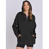 image:imageANRABESS Womens Oversized Hoodies Quarter Zip PulloverBlack