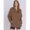 image:imageANRABESS Womens Oversized Hoodies Quarter Zip PulloverBrown