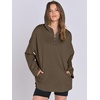 image:imageANRABESS Womens Oversized Hoodies Quarter Zip PulloverCoffee