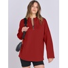 image:imageANRABESS Womens Oversized Hoodies Quarter Zip PulloverRed