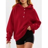image:imageANRABESS Womens Oversized Hoodies V Neck Henley SweatshirtsRed