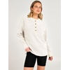 image:imageANRABESS Womens Sherpa Fuzzy Sweatshirts Oversized Henley Pullover TopBeige