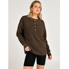 image:imageANRABESS Womens Sherpa Fuzzy Sweatshirts Oversized Henley Pullover TopBrown