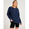 image:imageANRABESS Womens Sherpa Fuzzy Sweatshirts Oversized Henley Pullover TopNavy Blue