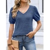 image:imageANRABESS Womens Short Sleeve Sweaters Business Casual Tunic TopsBlue