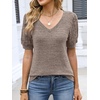 image:imageANRABESS Womens Short Sleeve Sweaters Business Casual Tunic TopsBrown