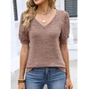 image:imageANRABESS Womens Short Sleeve Sweaters Business Casual Tunic TopsBurnt Tan