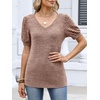 image:imageANRABESS Womens Short Sleeve Sweaters Business Casual Tunic TopsBurnt Tan