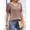 image:imageANRABESS Womens Short Sleeve Sweaters Business Casual Tunic TopsBurnt Tan